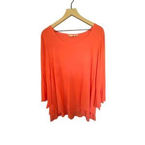 Soft‎ Surroundings Womens Layered Coral Blouse 1X